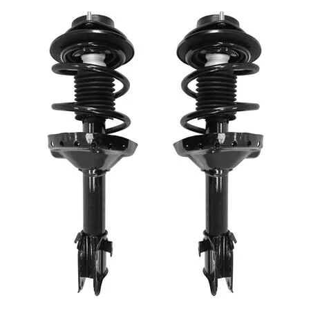 Unity front complete strut assembly kit, pair of silver struts with coil springs and top mounts, new condition