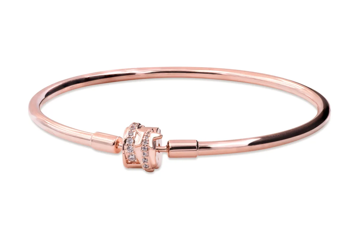 PANDORA PANDORA Moments Sparkling Shooting Star Clasp Bangle 14k Rose Gold-Plated — product photo