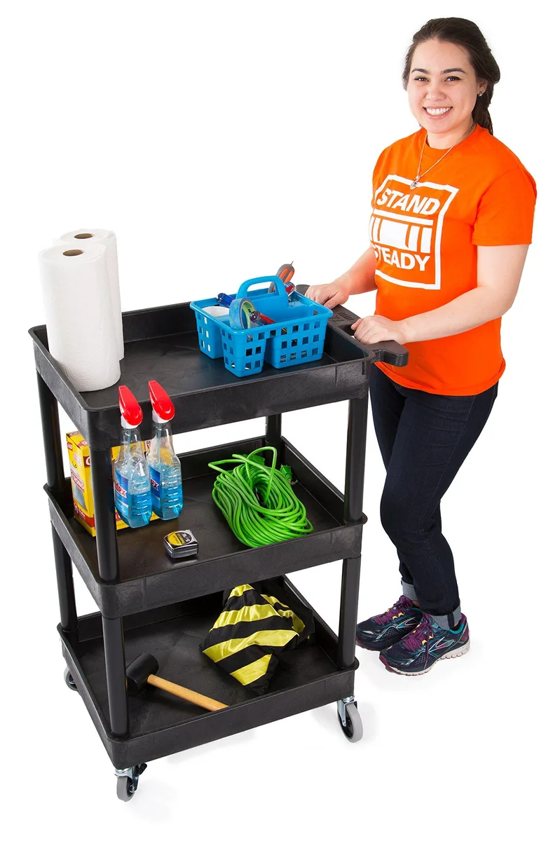 Stand Steady Stand Steady SS-STC111-B 3-shelf indoor maintenance cart 24x18 black — product photo