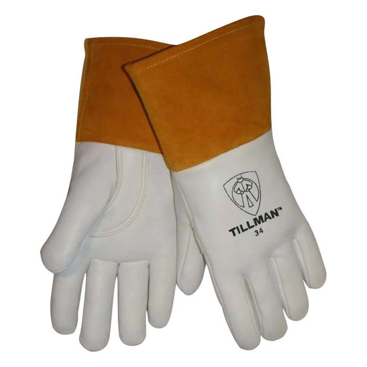 Pair of white cowhide MIG welding gloves in extra large size