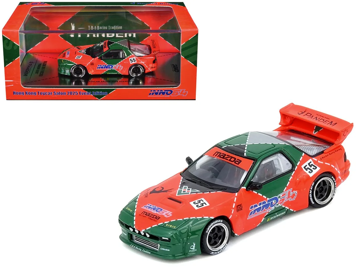 Inno Models Inno Models Mazda RX7 FC3S Pandem Aero RHD #55 Red Green Hong Kong Toycar Salon 2025 Event Edition 1/64 — product photo