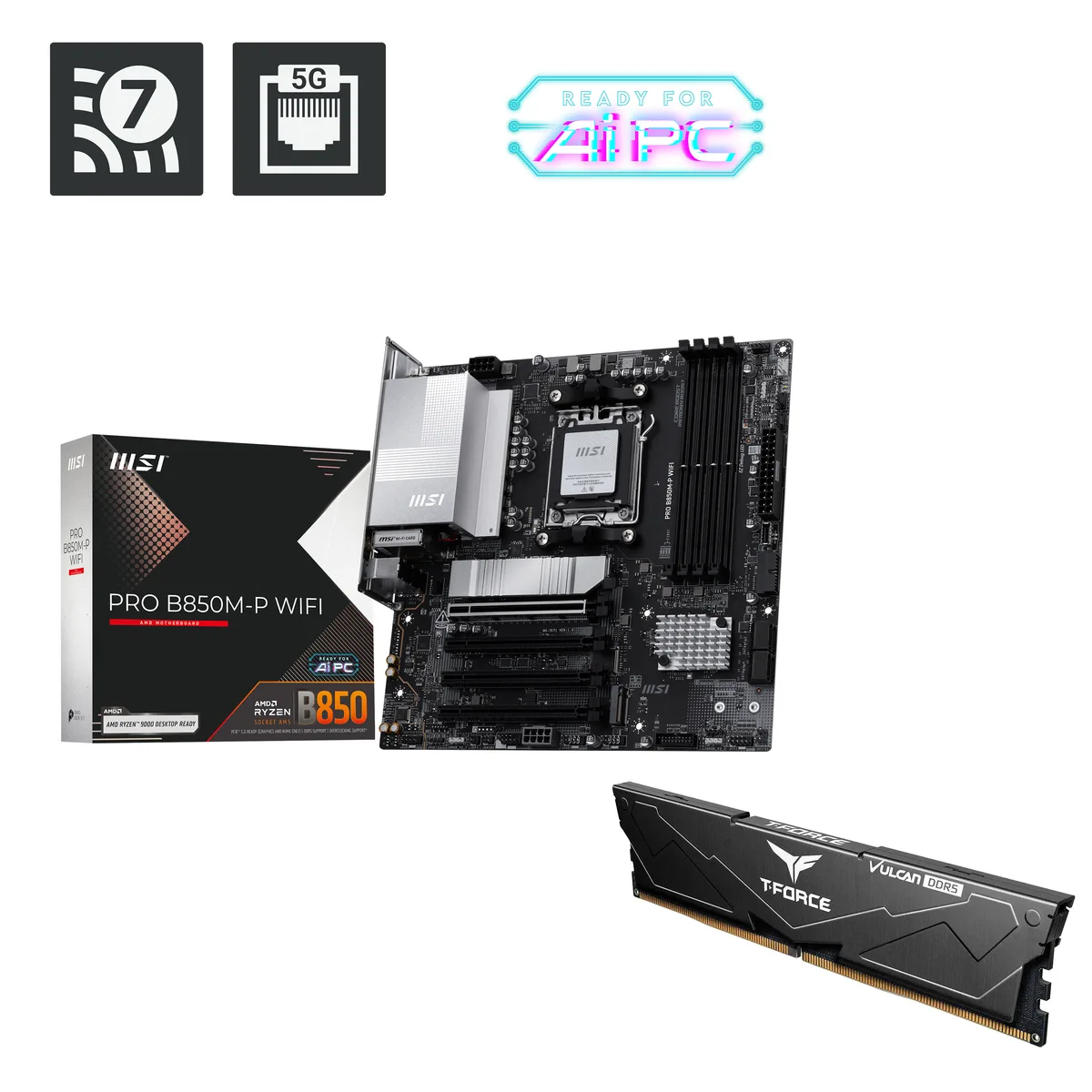 MSI MSI Kit AMD B850 III embedded solution motherboard &amp; 16GB DDR5 6000 memory — product photo