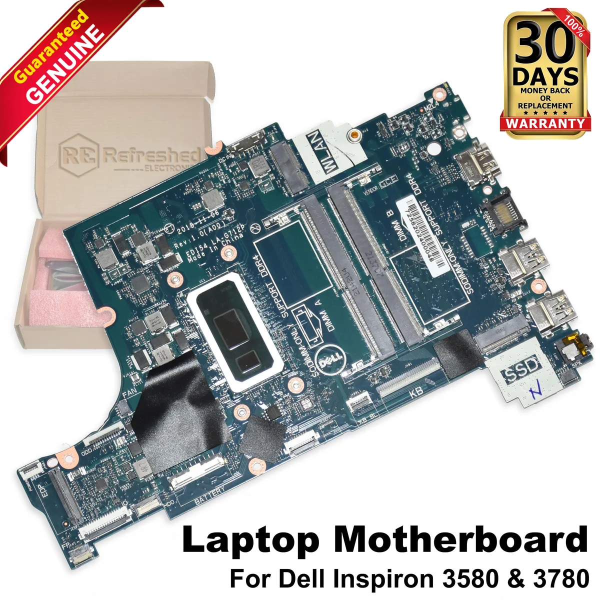 DELL DELL Inspiron 3580 3780 Motherboard C75M5 Pentium Gold 5405U 2.3GHz laptop replacement part — product photo