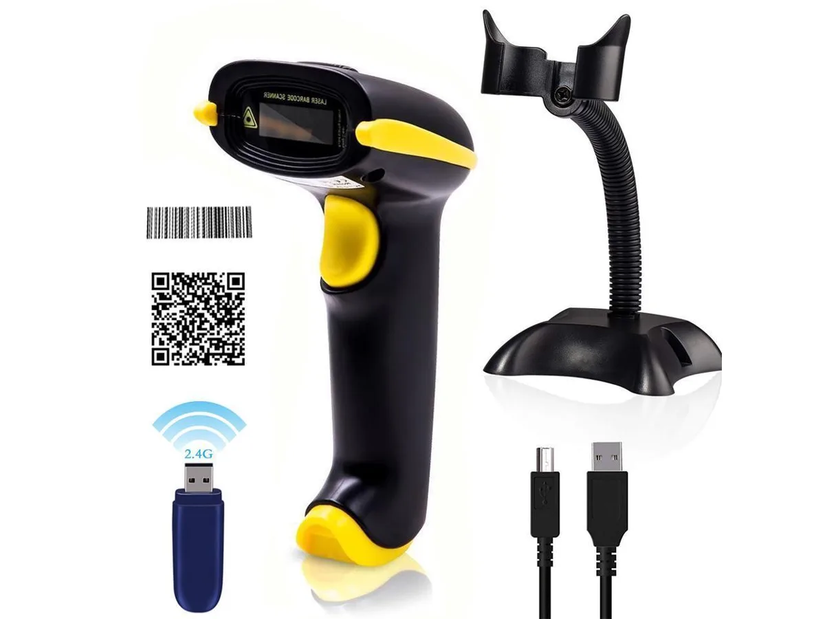 BONAEVER BONAEVER 1D 2D 2.4G Wireless USB 2.0 Wired Barcode Scanner with Stand — product photo