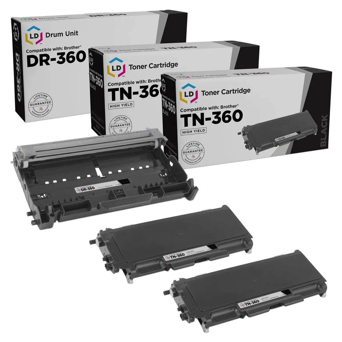 LD Products LD Products TN360/DR360 2 Toners 1 Drum 3-Pack Black — product photo