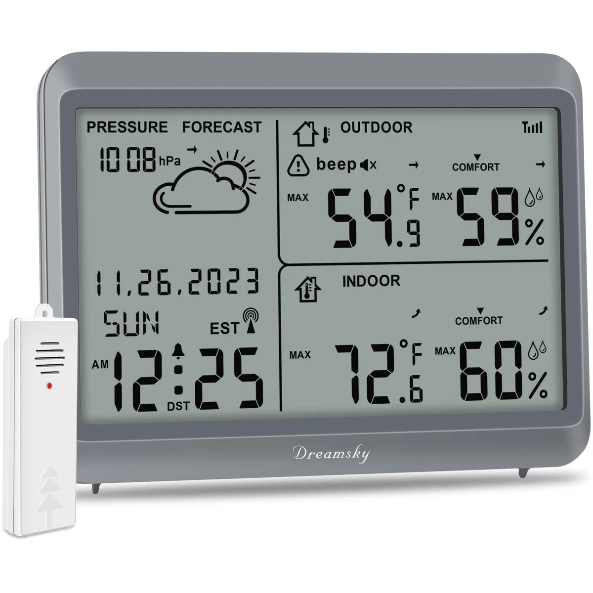 DS23W1 weather station 7.2 in LCD 330 ft range — product photo