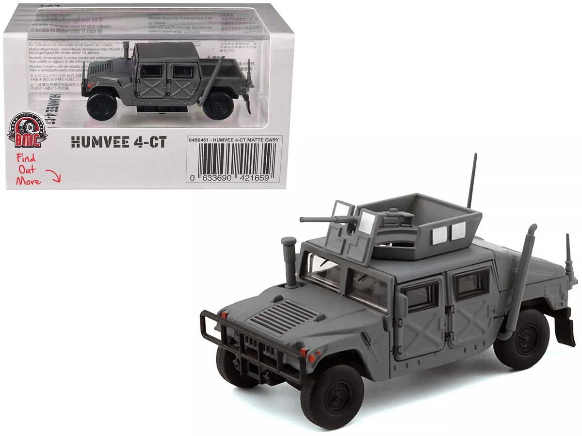 BM Creations BM Creations HUMVEE 4-CT Military Vehicle Matt Gray Alternative Tops 1/64 Diecast Model Car — product photo