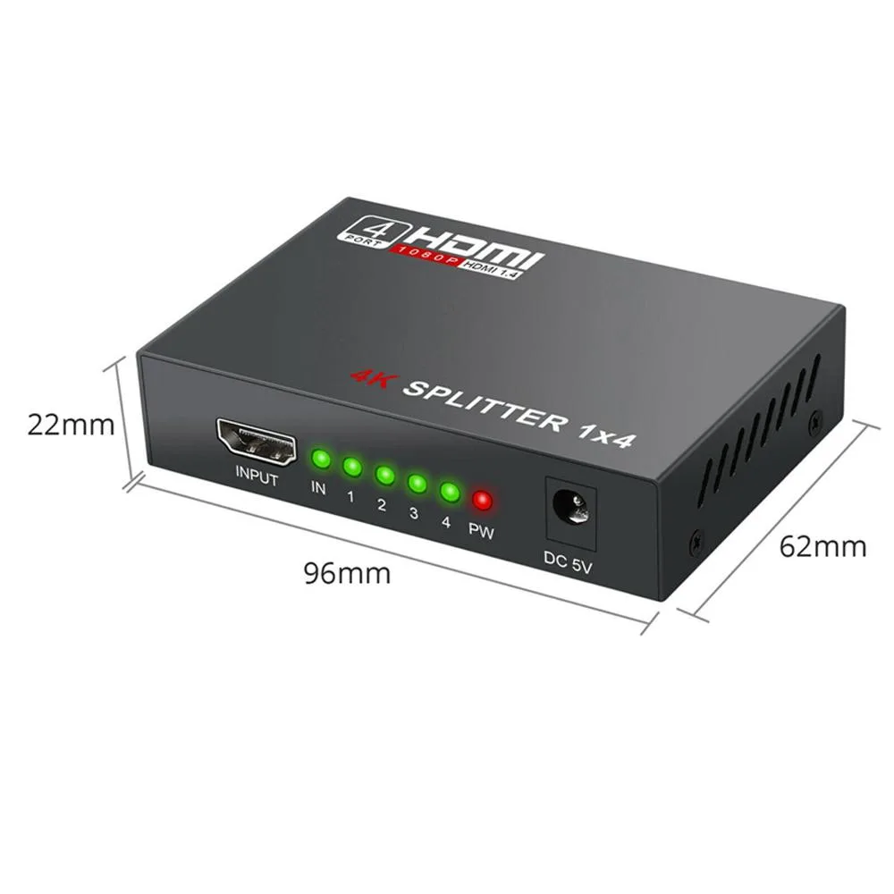 LUOM LUOM XQ-001 1×4 HDMI video splitter 4K@30Hz black — product photo