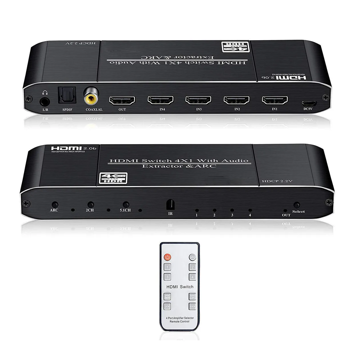 Jansicotek Jansicotek OZQ9 4×1 HDMI Switch with Audio Extractor and IR Remote — product photo