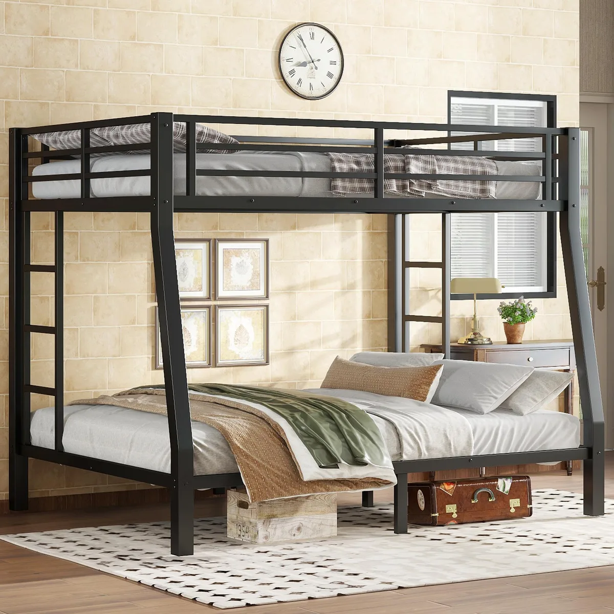 tuphen tuphen Metal Full XL over Queen Bunk Bed Black — product photo