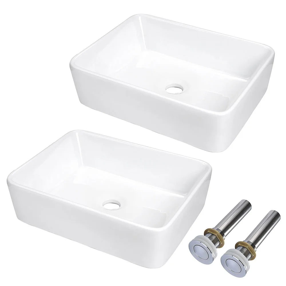 Yescom USA, Inc. Yescom USA, Inc. 2 Pcs Rectangle Porcelain Undermount Bathroom Sink 49x38x13cm — product photo