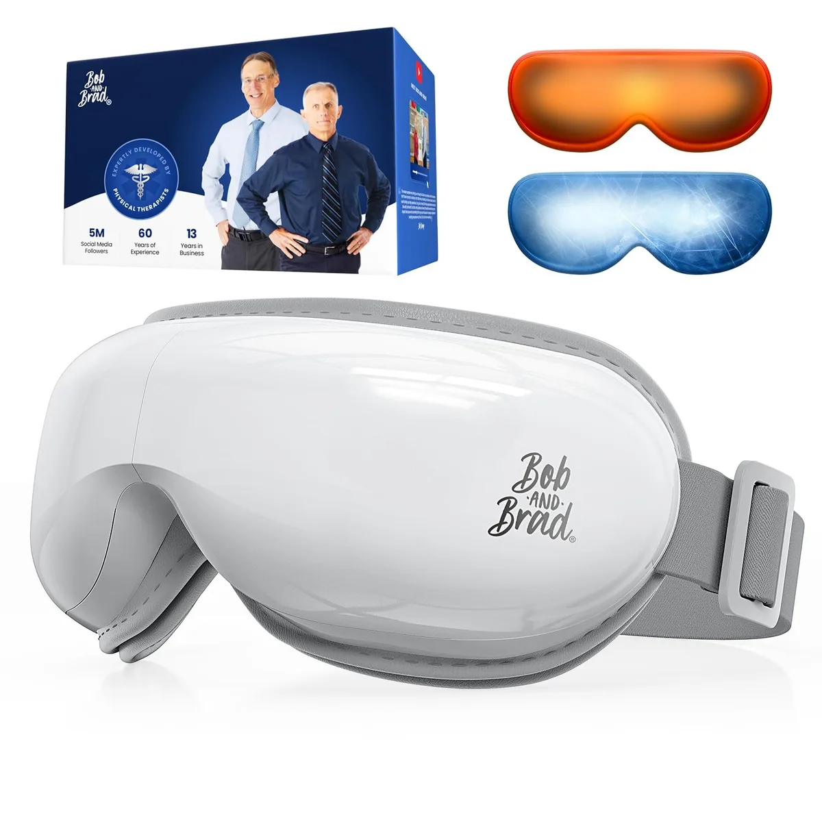 Blue eye massager mask with detachable gel pad