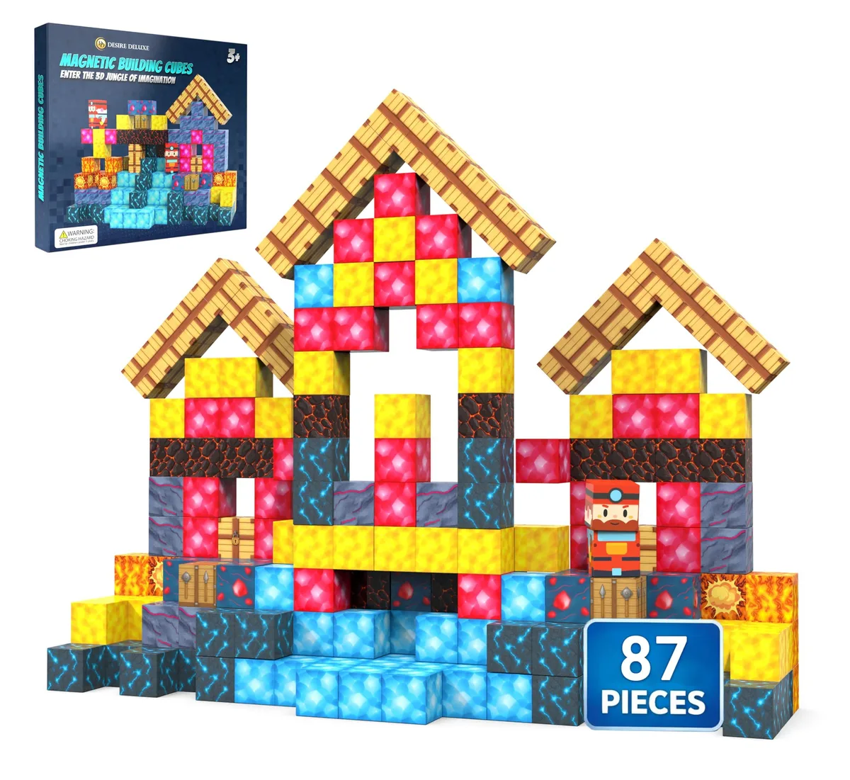 Magnetic Building Blocks 87 PCS 3D STEM Construction Cubes Educational Toy Ages 39 — product photo