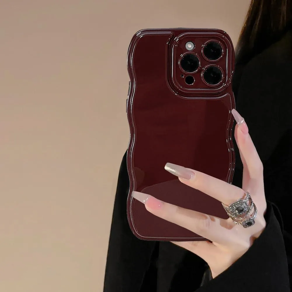Transcend Transcend iPhone 14 Case Soft Silicone Wavy Frame Wine Red 6.1 inch — product photo