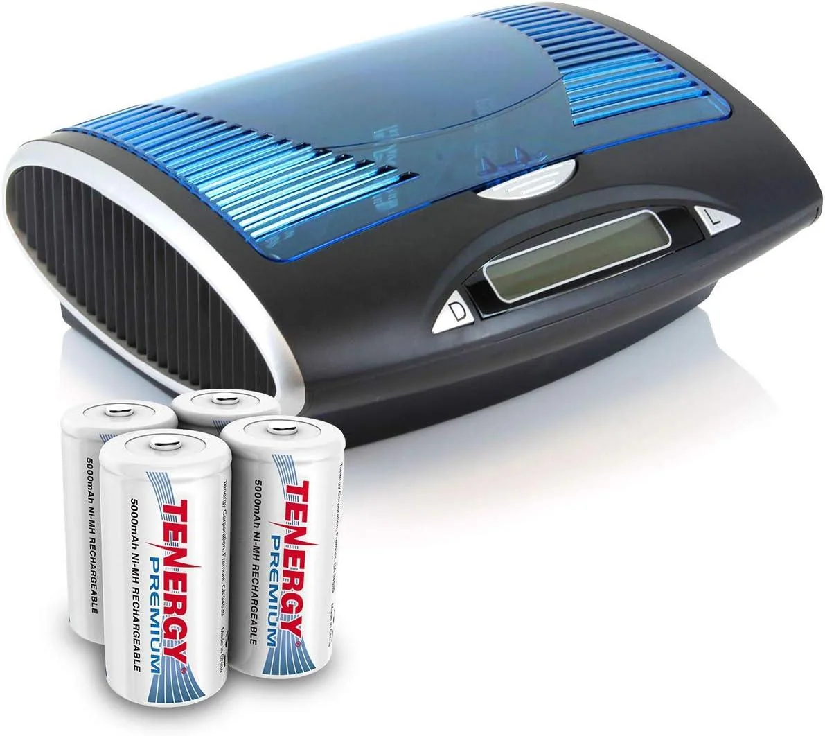 Tenergy Corporation Tenergy Corporation T9688 LCD Smart Charger with 4 × 5000mAh C Batteries — product photo
