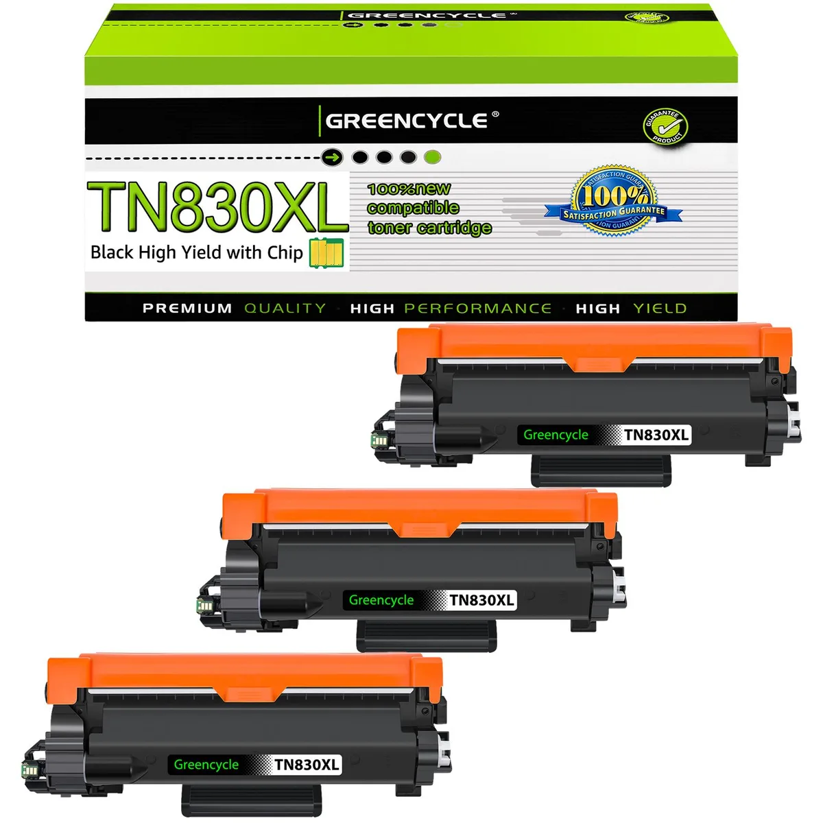 GREENCYCLE GREENCYCLE 3 Pack TN830XL Black Toner Cartridge — product photo