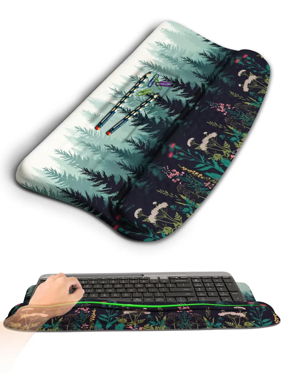  KUOSGM JPHWJ-015 Ergonomic Wave Wrist Rest Keyboard Stand Flower Sea Forest — product photo