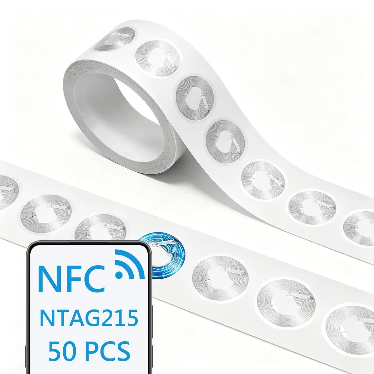  DsoneJagr NFC-50P NFC Tags Sticker 50 Pcs 25mm Clear Pink — product photo