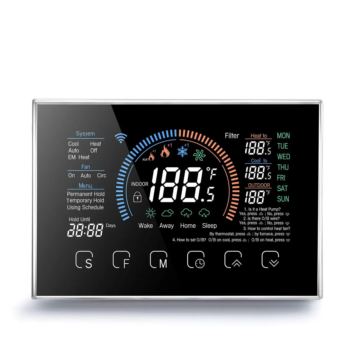  Sunydog Smart Heat Pump Thermostat 4.3" Color LCD Black — product photo