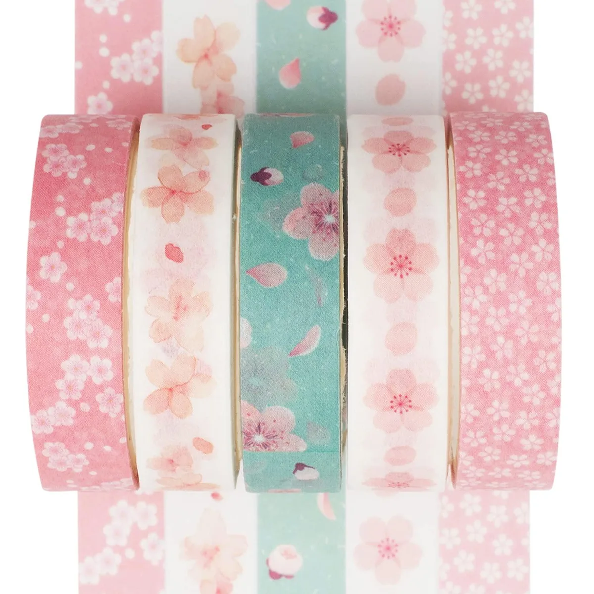 YUBX YUBX 5 Rolls Washi Tape Sakura 10mm x 3m — product photo