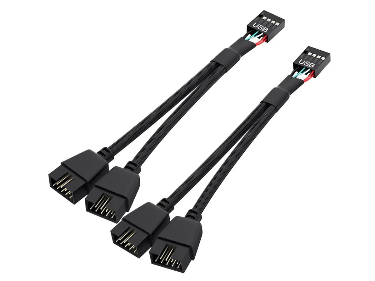 RIITOP RIITOP 9-Pin USB 2.0 to Dual 9-Pin Splitter Cable Black 2 Pack 16cm — product photo