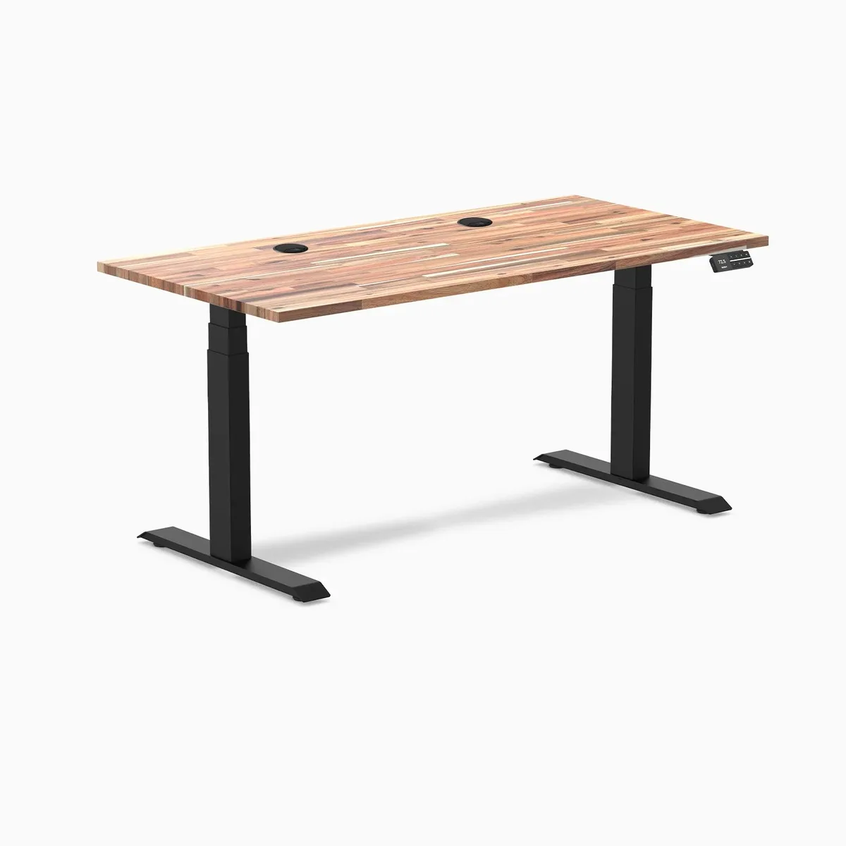 Desky Desky Dual Softwood Sit Stand Desk Acacia 60 x 30 inches Matte Black — product photo