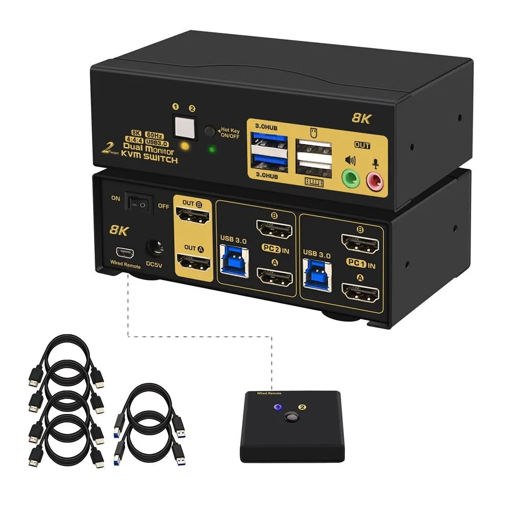 SMA SMA 2-Port 8K@60Hz Dual Monitor HDMI KVM Switch — product photo