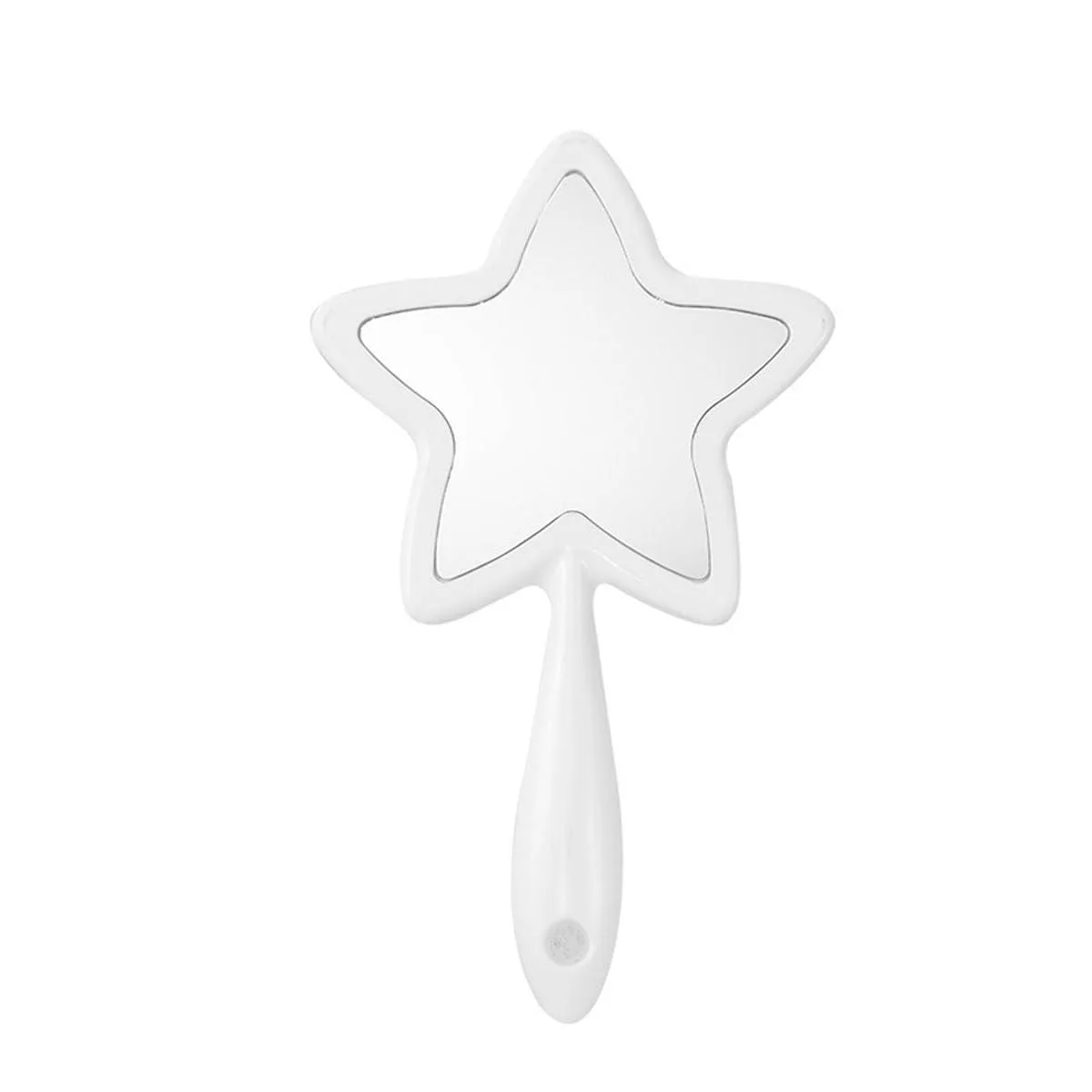 White star-shaped handheld mirror with long handle, 14.5 by 24.5 cm