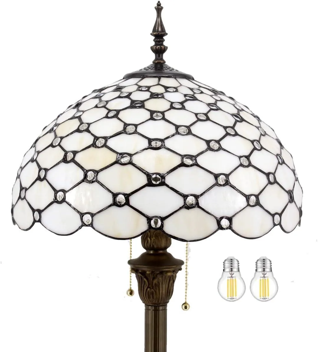 TUKO TUKO Tiffany Floor Lamp Cream Amber Stained Glass S005 Series — product photo