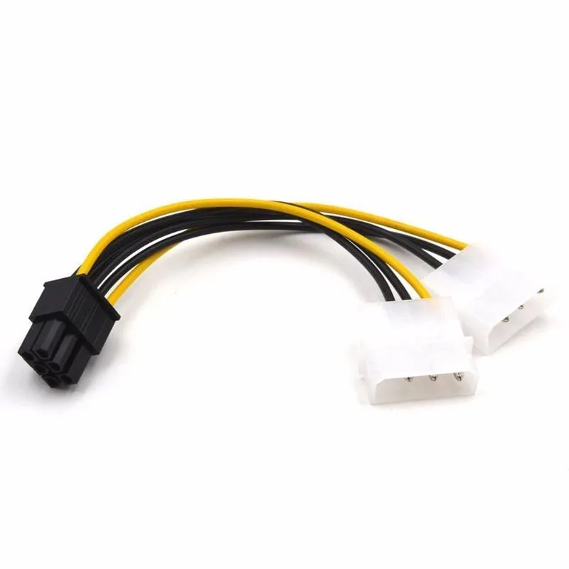 EN-Labs EN-Labs 2IDE2CPIE66 internal power cable 6 inch PCIe 6+2 pin to dual Molex 4 pin 18AWG — product photo