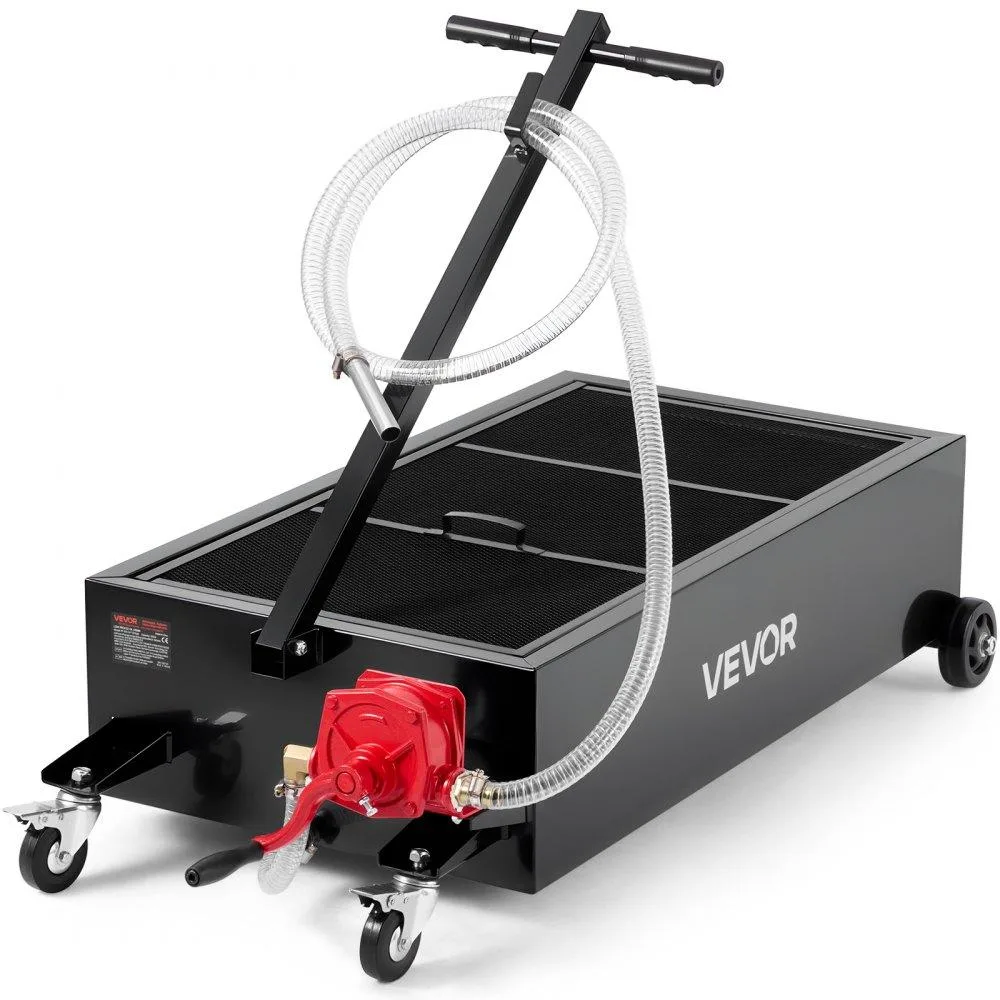 VEVOR VEVOR Low Profile Oil Drain Pan 25 Gallon Rolling with Manual Pump 7.2 ft Hose T Folding Handle Black — product photo