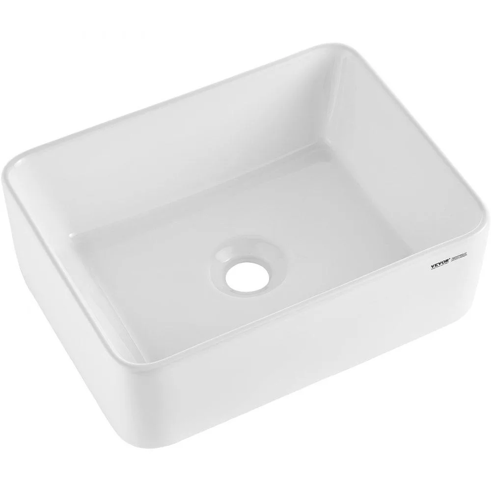 VEVOR VEVOR Rectangle Vessel Sink 16 x 12 x 5.2 in White Ceramic — product photo