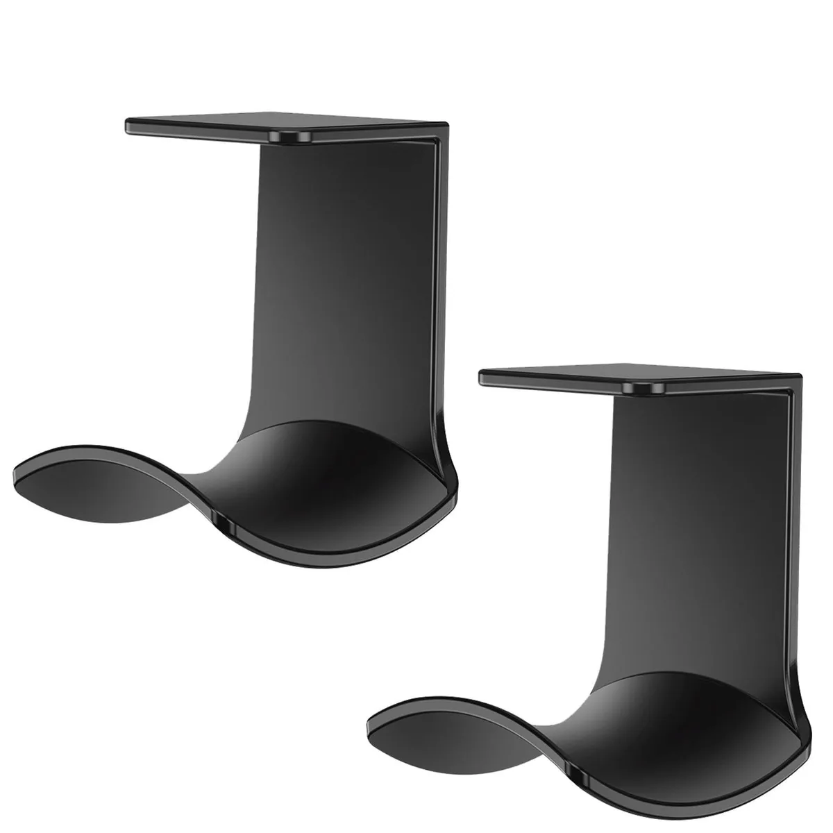  SIROLISA Black B Headphone Hanger 2-Pack Black Plastic — product photo