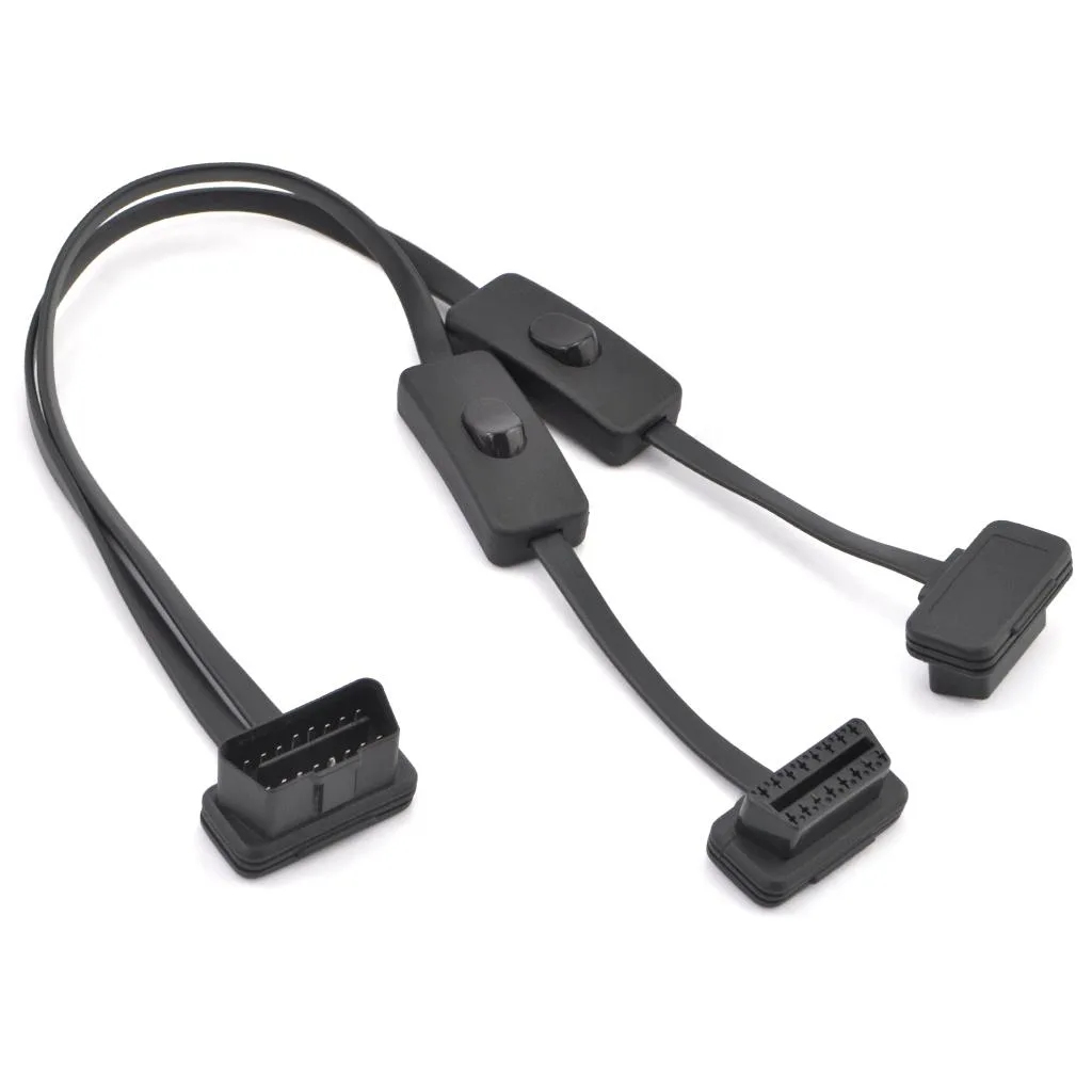 iKKEGOL iKKEGOL OBD2 1-to-2 Ultra Low Profile 16 Pin Male to Female Y Splitter with Power Switch 50cm 20in — product photo