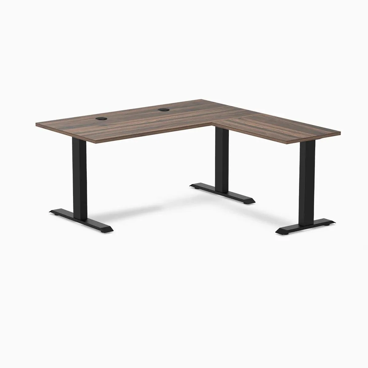 Desky Desky Zero Laminate L-Shape Office Desk Jarrah Legno Matte Black 59 x 29.5 x 61 x 19.7 in — product photo