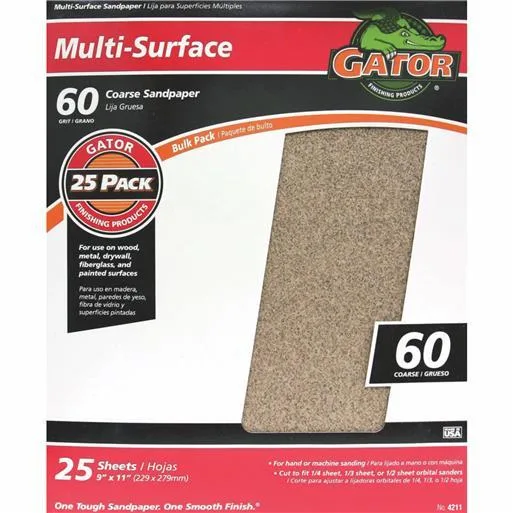 Ali Indistries Inc Ali Industries Inc 4211 60 Grit Sandpaper 9x11 25 Sheets — product photo