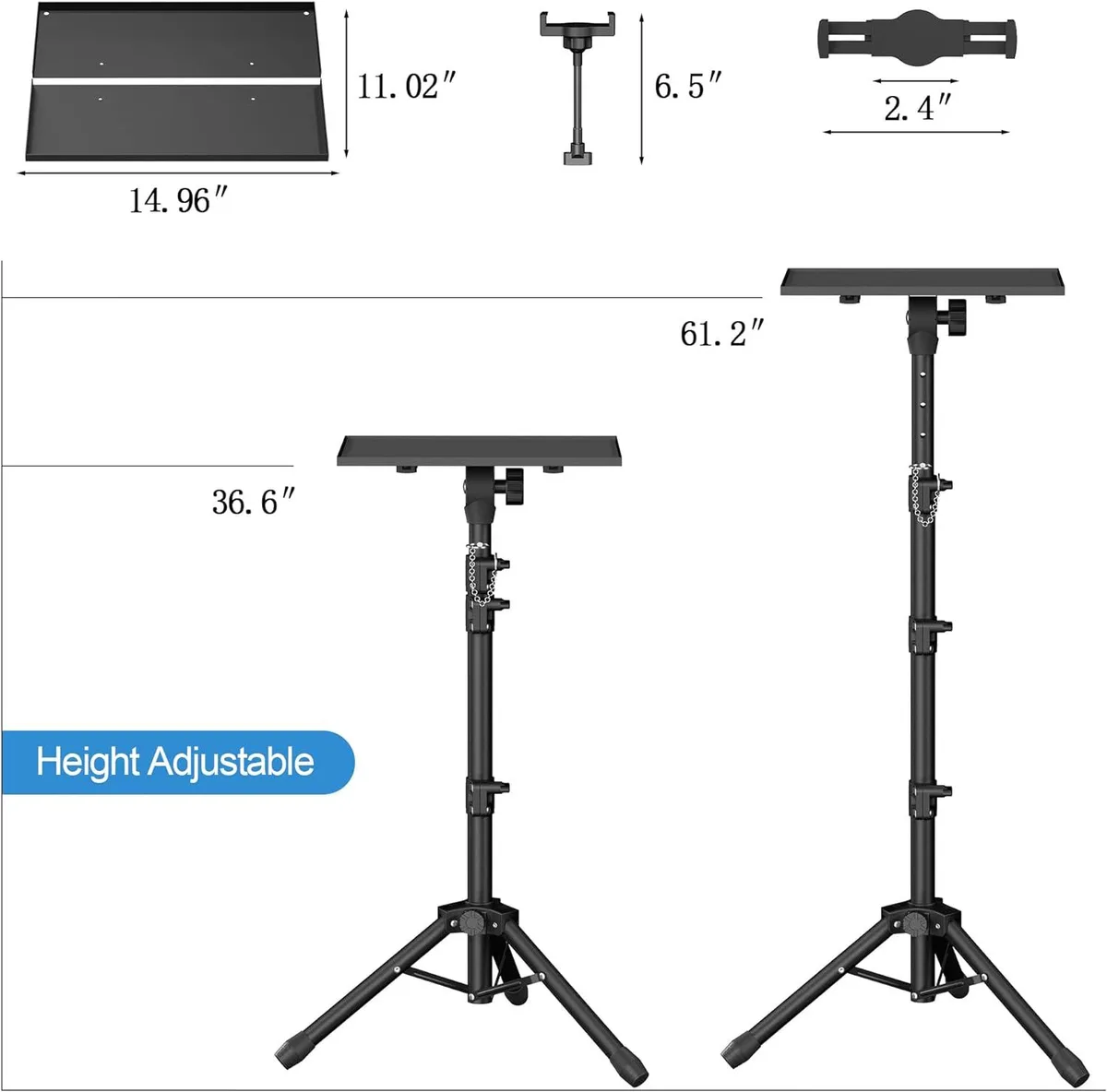 BFKK BFKK 63" Tall Projector Stand Tripod 22-63" Height 22lbs Capacity — product photo