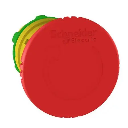 Red 22 mm mushroom-head push button, plastic body and bezel