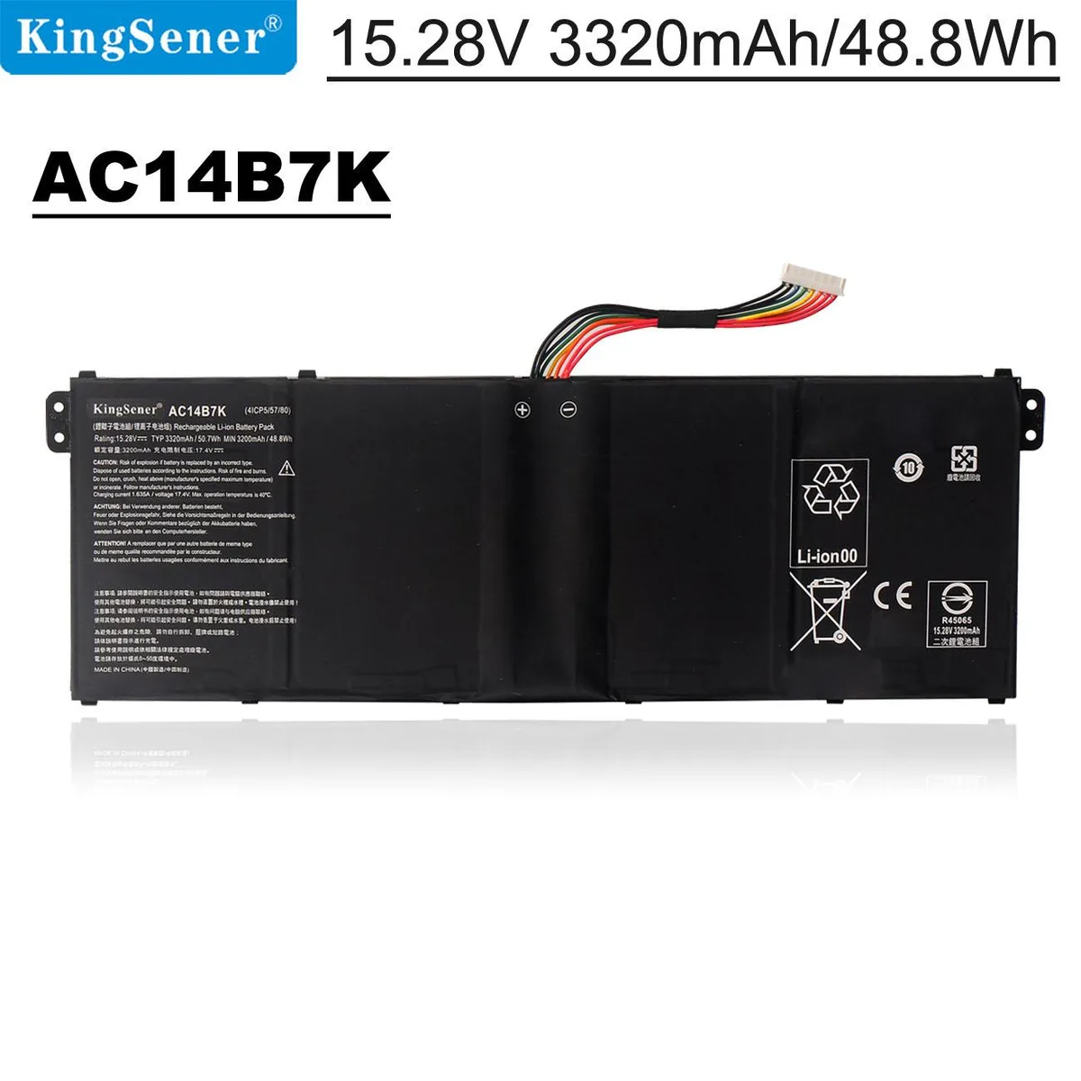 KingSener KingSener AC14B7K laptop battery 15.28V 3320mAh 50.7Wh — product photo