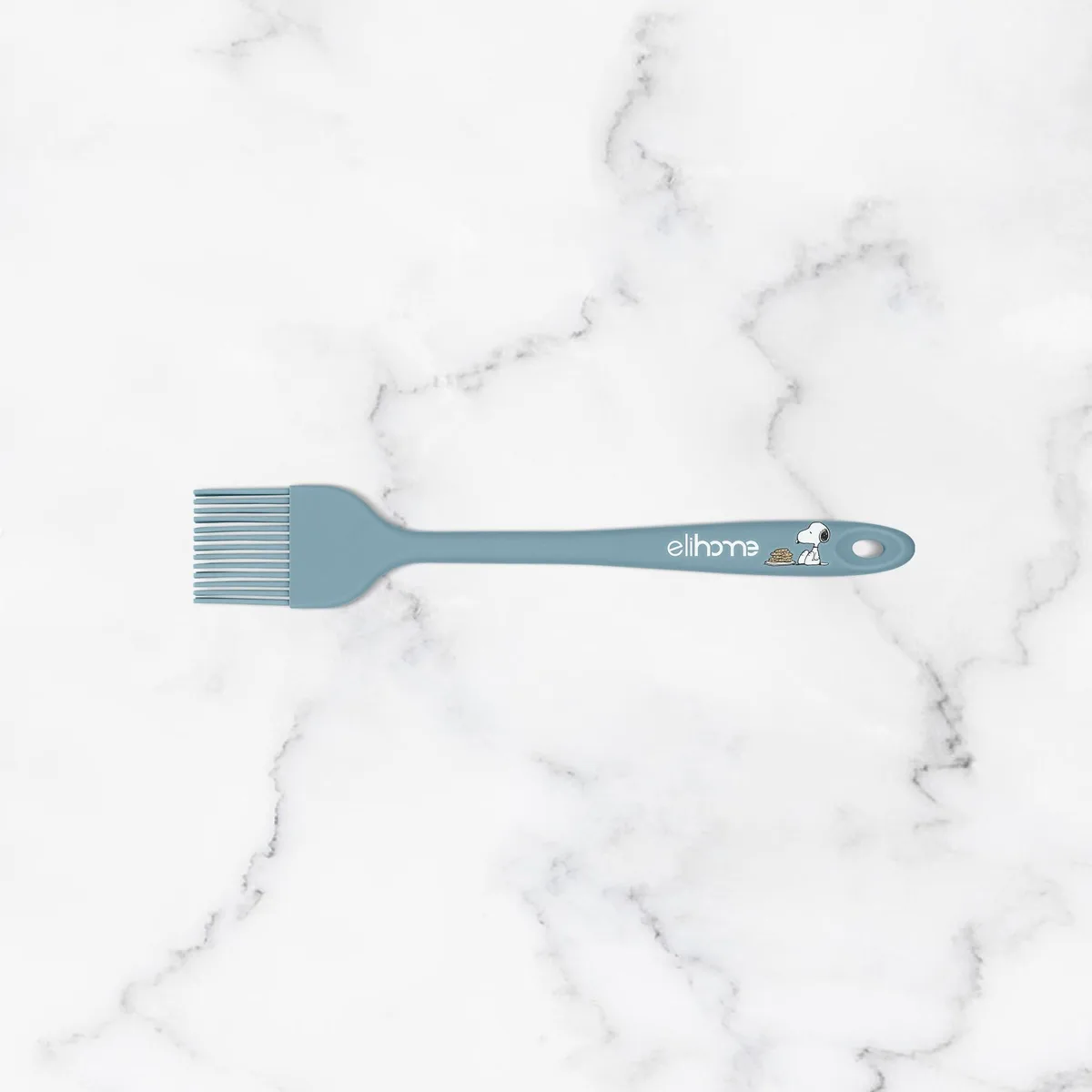 Teal-grey silicone basting brush with tapered bristles and zig-zag centre, 8.75 inches long