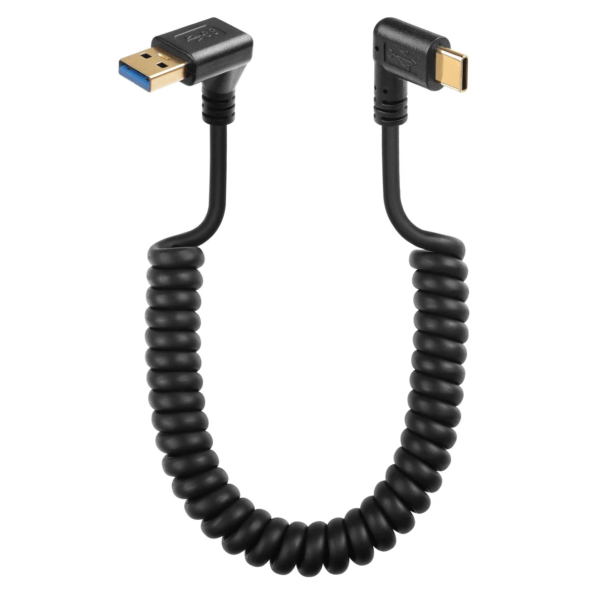 BUCIER BUCIER 90 Degree USB Type C Spring Cable 5Gbps Retractable USB 3.0 to USB C (Down) — product photo