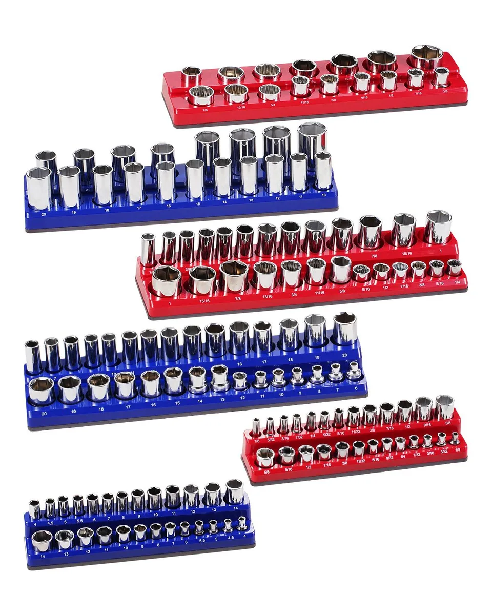VEVOR VEVOR Magnetic Socket Organizer Set 6PCS 143 Slots Blue Red — product photo
