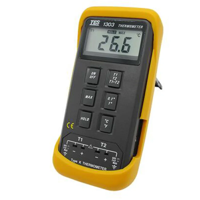 TES Electrical Electronic Corp. TES Electrical Electronic Corp. 1303 Dual Digital Thermocouple Thermometer electrician tool — product photo