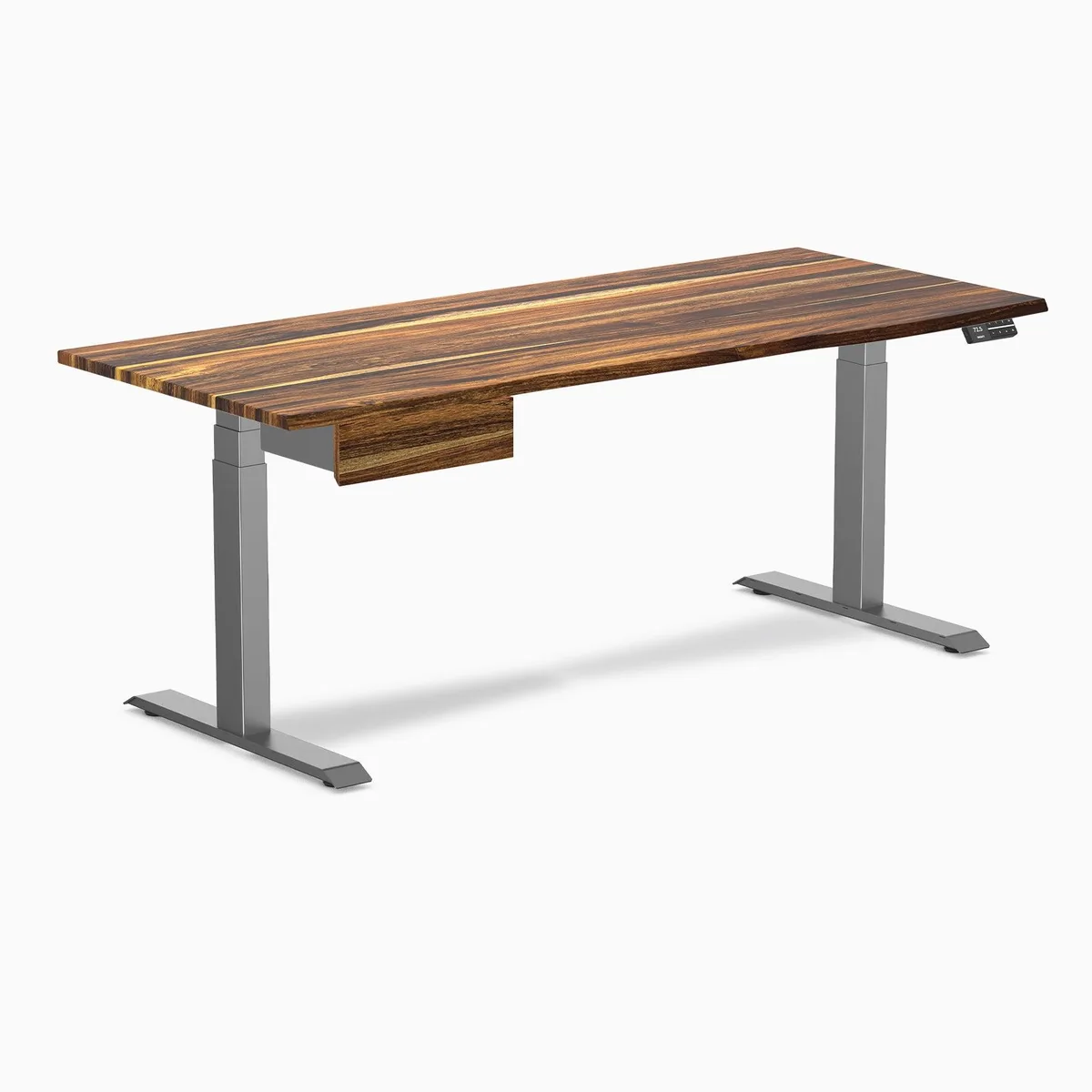 Desky Desky Dual Hardwood Standing Desk with Drawer Pheasantwood Space Gray 72 x 30 in — product photo