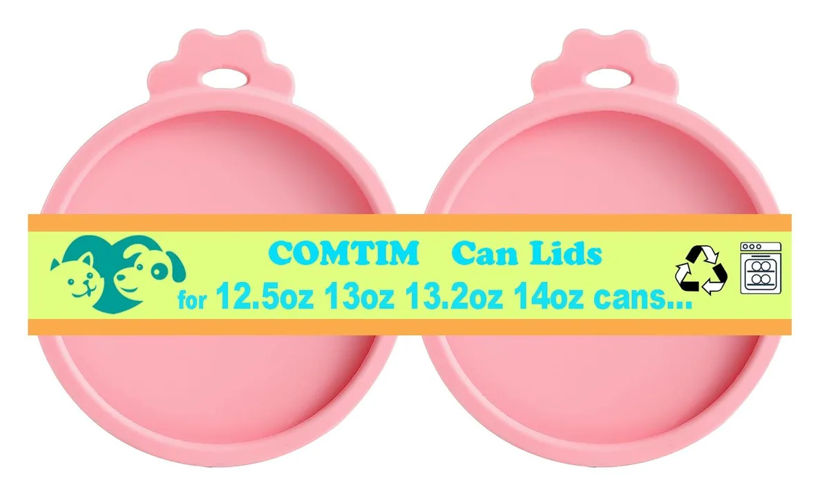 Two pink silicone can lids round flexible finish