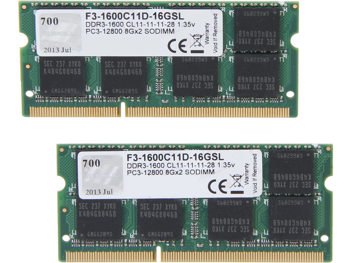 G.SKILL G.SKILL F3-1600C11D-16GSL 16GB (2 x 8GB) DDR3L 1600 CL11 1.35V laptop RAM — product photo