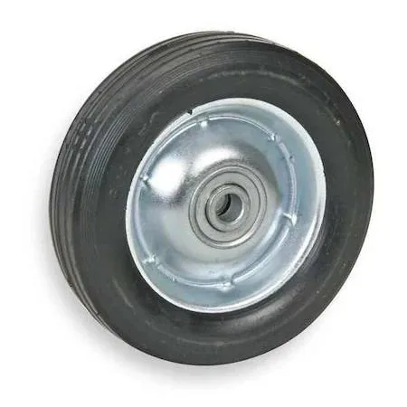 Six-inch semi-pneumatic wheel with ribbed tread and steel hub