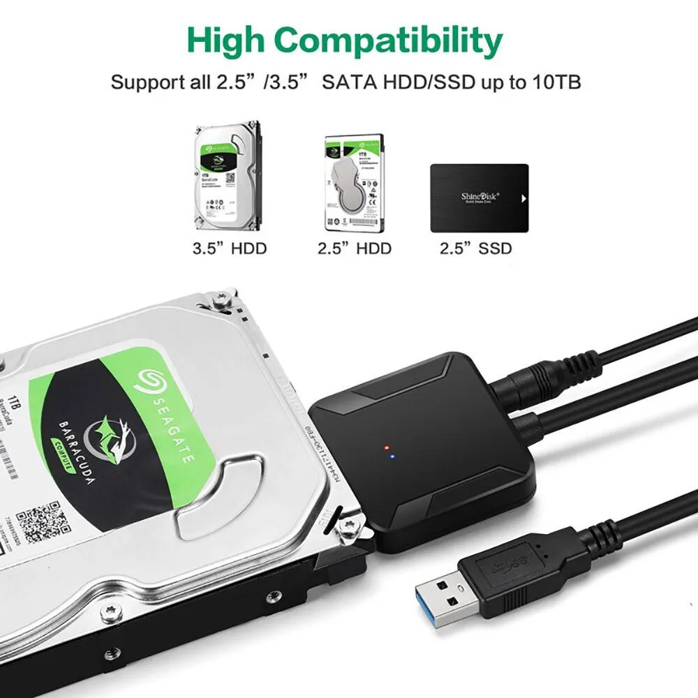 weastlinks weastlinks USB 3.0 to SATA adapter cable 2.5 3.5 inch black — product photo