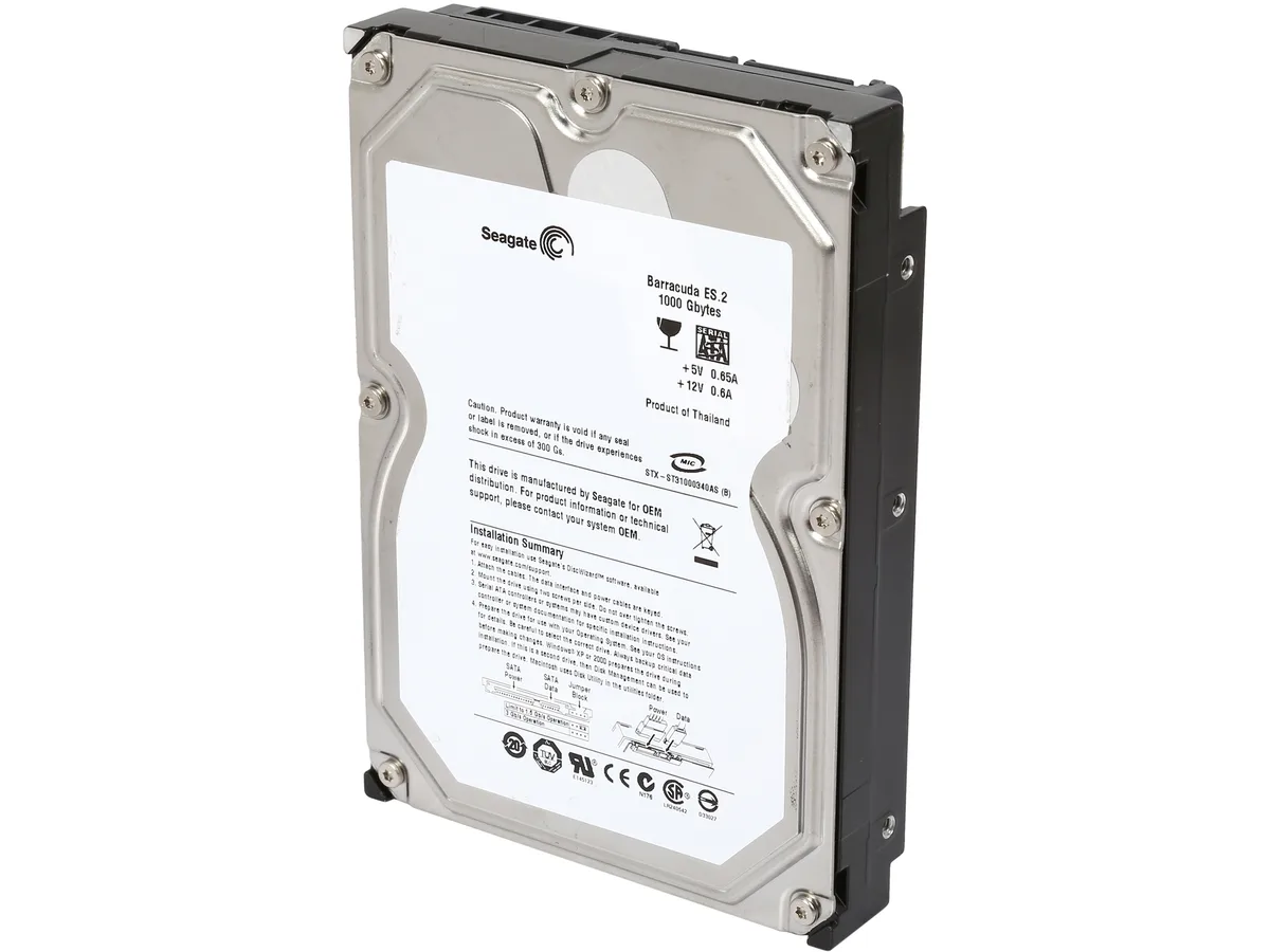Seagate Seagate BarraCuda ES.2 ST31000340NS 1TB 7200 RPM 32MB Cache SATA 3.0Gb/s 3.5" internal hard drive — product photo