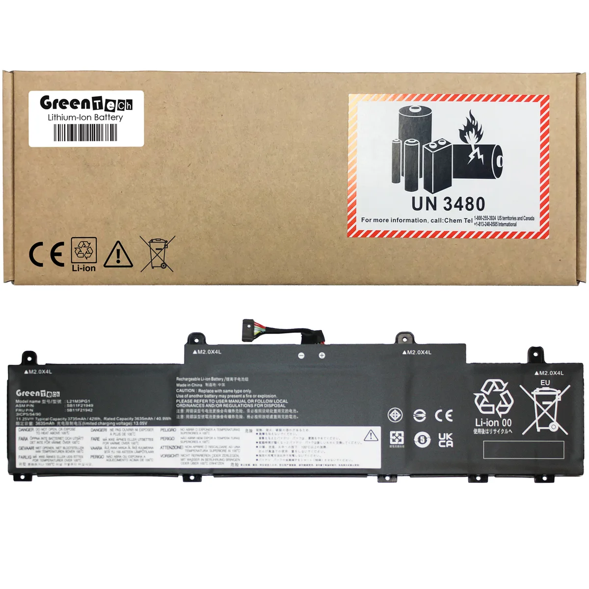 GreenTechLLC GreenTechLLC 42Wh laptop battery for ThinkPad L14 Gen 3, L15 Gen 3, C14 Gen 1 — product photo